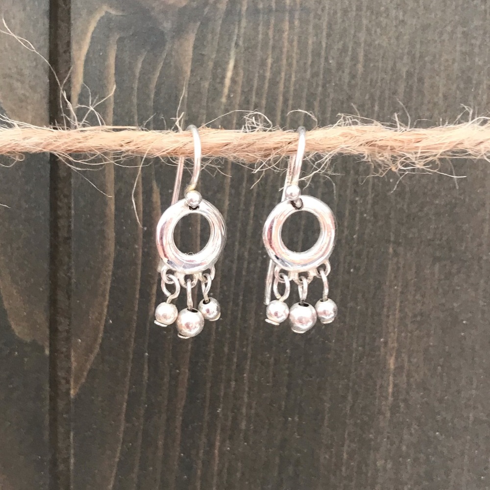925 Sterling Silver Circle Earrings with Dangles